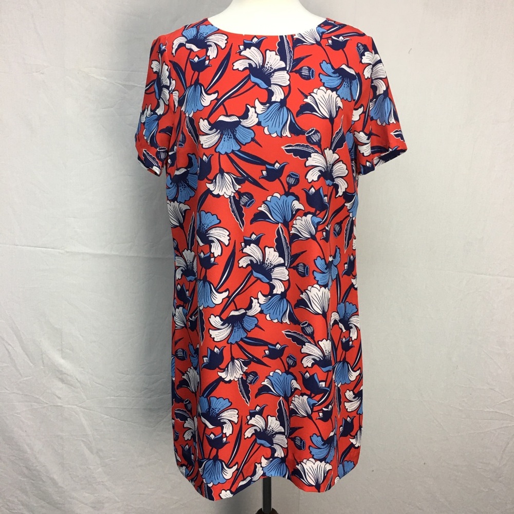 NWT J.Crew Red Box Shaped Floral Print Dress sz 10